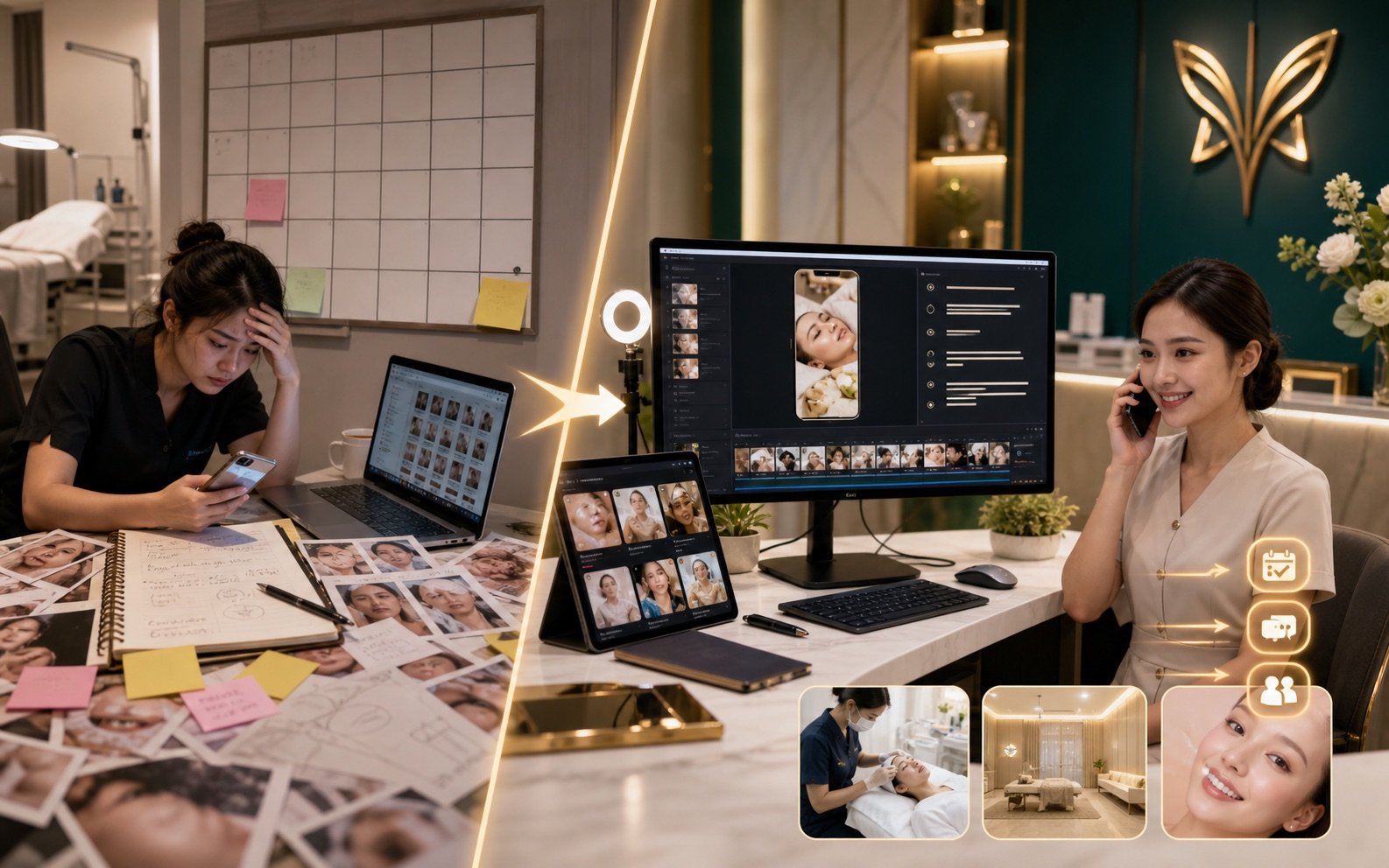 AI video before and after for a Thai beauty clinic